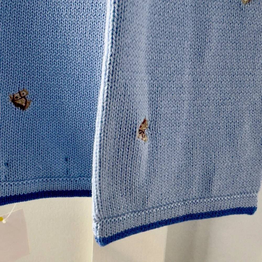 Lands' End Children’s Embroidered Equestrian Horse Knit Blue Scarf 50”L With Tag